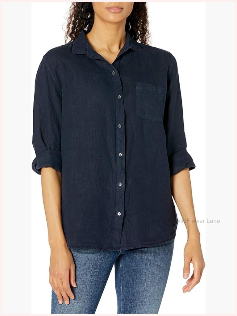 Woven Linen Button Down Shirt With Pocket